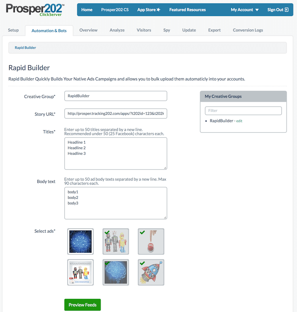 Prosper202 Rapid Ad Builder